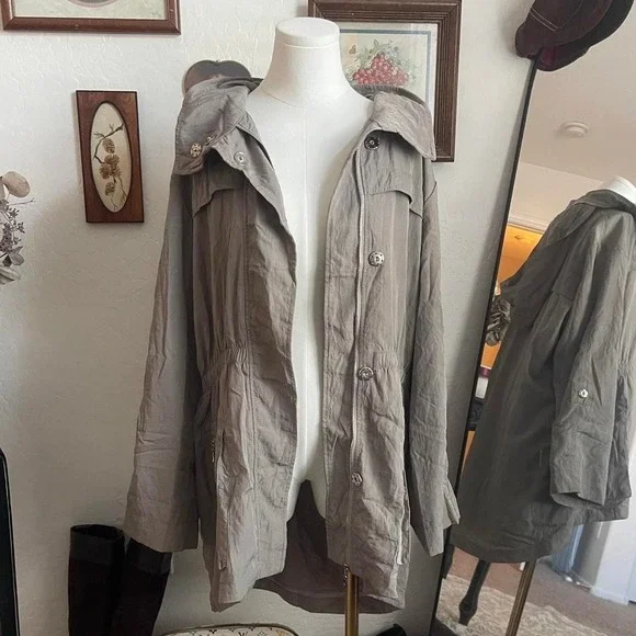 Casablanca Lightweight Hooded Military Coat Taupe Neutral Everyday Jacket - Picture 4 of 8